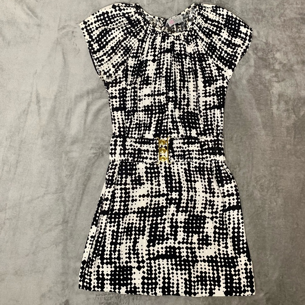 Alice & Trixie Black & White Geometric Print Dress Size S